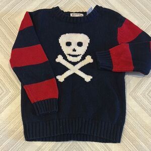 Best & Co. Boys Navy & Red Sweater with Skull and Crossbones - Size 5